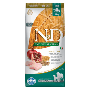 N&D Ancestral Grain Chicken & Pomegranate Adult 15kg Medium & Maxi Kibble Size