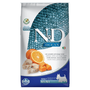 N&D Ocean Pumpkin Codfish & Orange Grain Free Adult Mini Kibble Size Dog Food