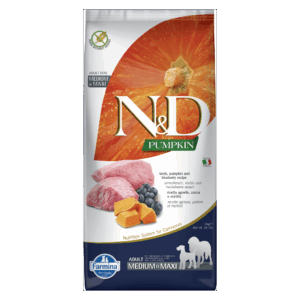 N&D Pumpkin Grain Free Lamb & Blueberry ADULT Medium & Maxi Kibble Size Dry Dog Food 12kg
