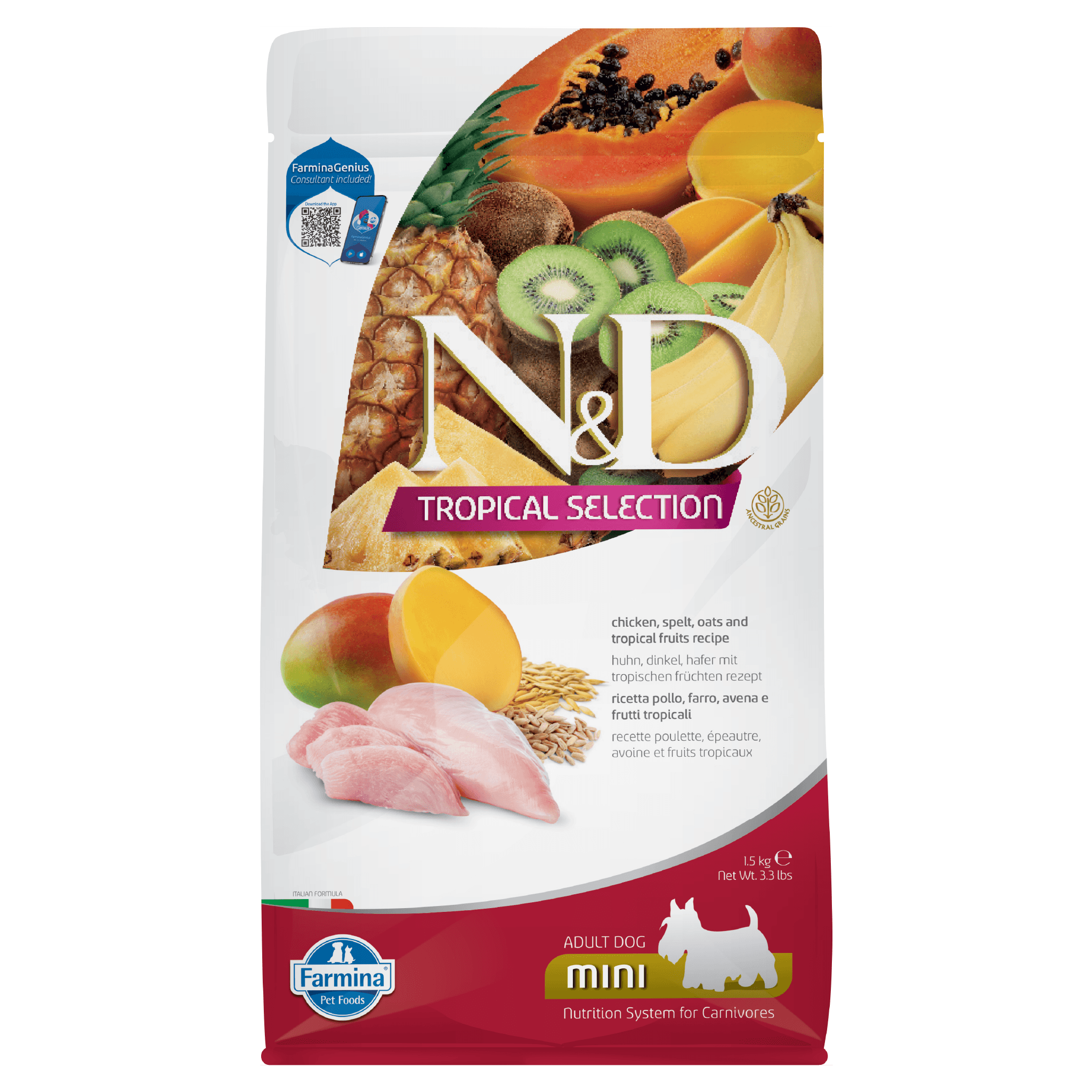N&D Tropical Chicken ADULT Mini Kibble Size Dry Dog Food
