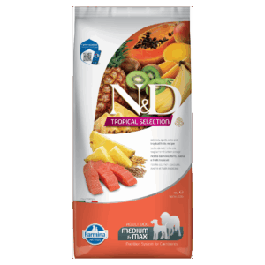 N&D Tropical Salmon ADULT Medium & Maxi Kibble Size Dry Dog Food 10kg